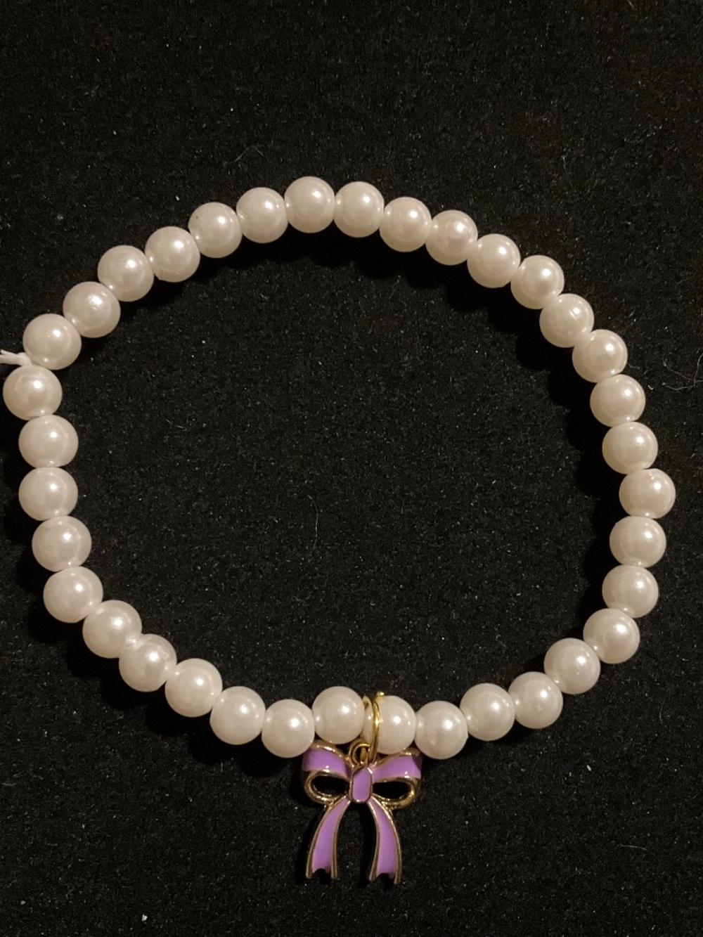 Purple Pearl Pet Collar Necklace with Bow – Medium Adjustable Dog/Cat Jewelry